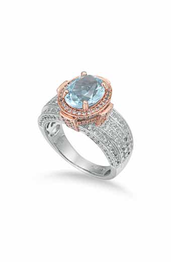 SUZY LEVIAN Blue & White Topaz Two-Tone Ring