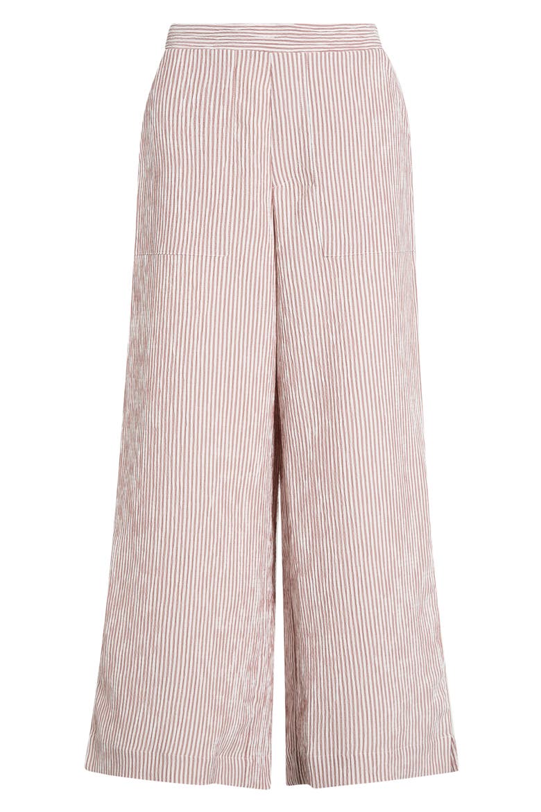 Stripe Wide Leg Pants, Alternate, color, CREAM/ BRANDY BROWN