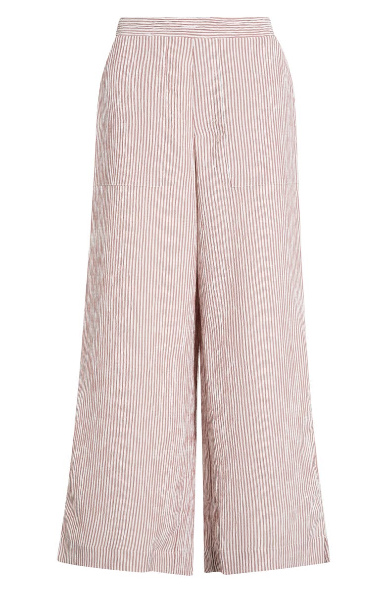 Bobeau Stripe Wide Leg Pants, Main, color, Cream/ Brandy Brown