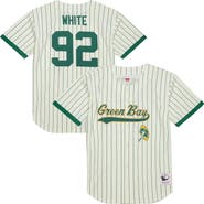 Mitchell & Ness Men's Mitchell & Ness Reggie White Cream Green Bay Packers Name & Number Mesh Button-Up Baseball Jersey
