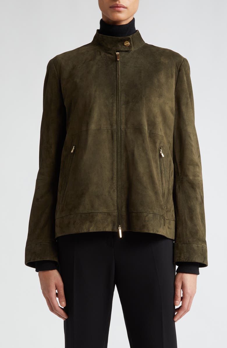 Max Mara Jene Suede Biker Jacket, Main, color, 