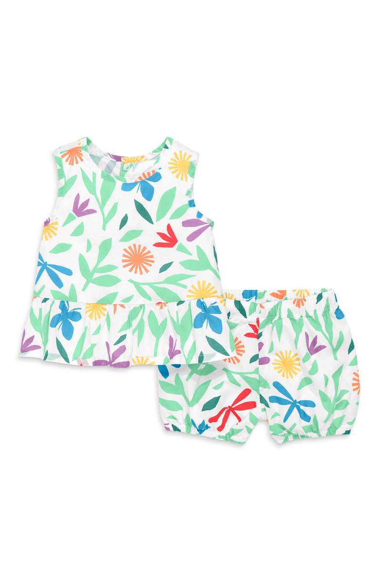Primary Baby Woven Tank & Bubble Short Set In Bright Backyard, Main, color, White Backyard Print