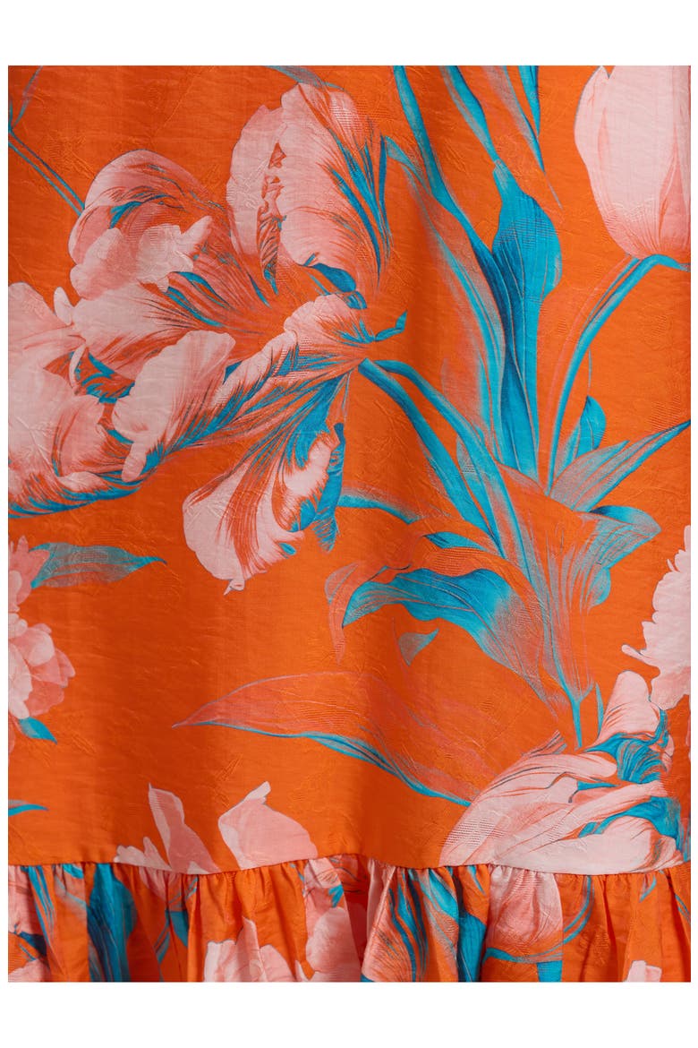 Lucy Floral Trapeze Dress, Alternate, color, ORANGE