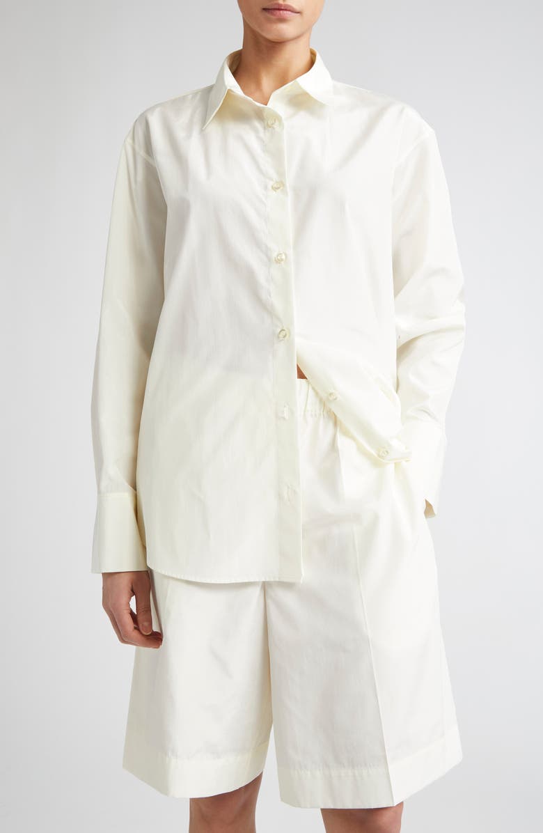 GIA STUDIOS Ryo Taffeta Button-Up Shirt, Main, color, White