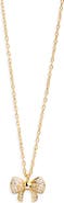 Argento Vivo Sterling Silver Pavé Bow Pendant Necklace