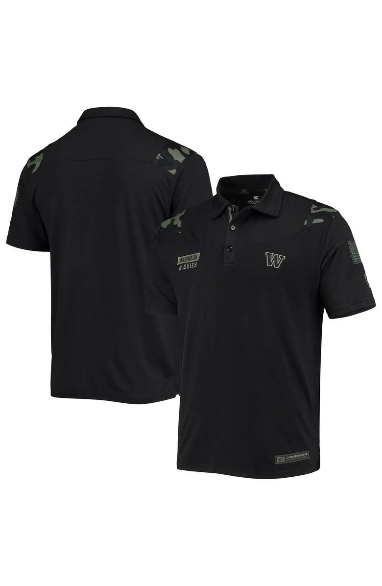 COLOSSEUM Men's Colosseum Black Washington Huskies OHT Military Appreciation Sierra Team Polo, Main, color,