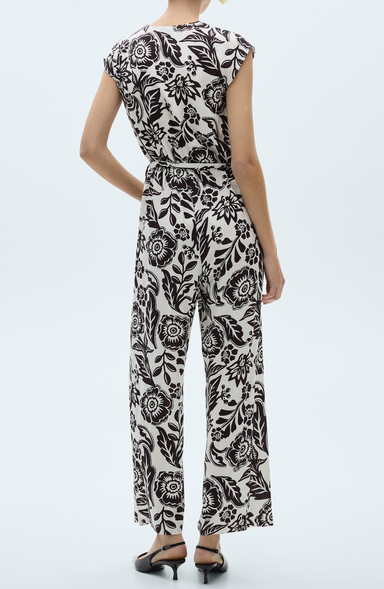 MANGO Floral Belted Jumpsuit, Alternate, color, White