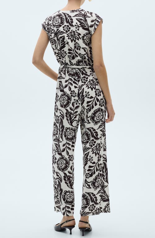 Mango Floral Belted Jumpsuit In White