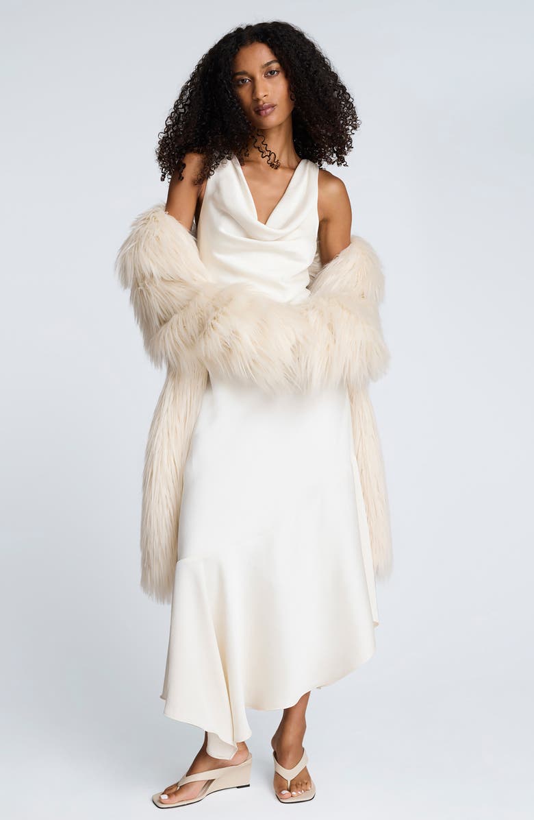 Kenneth Cole Asymmetric Sleeveless Cowl Neck Maxi Dress, Alternate, color, Oyster