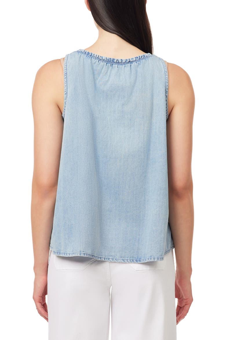 Ruffle Tie Neck Chambray Tank, Alternate, color, ESME