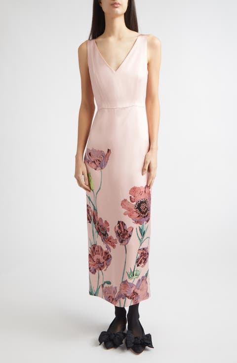 Floral Duchess Midi Pencil Dress
