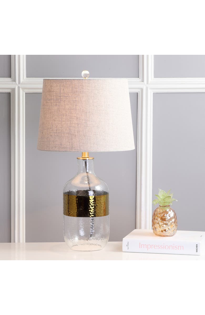 JONATHAN Y Stevens Glass LED Table Lamp, Alternate, color, Gold/Clear