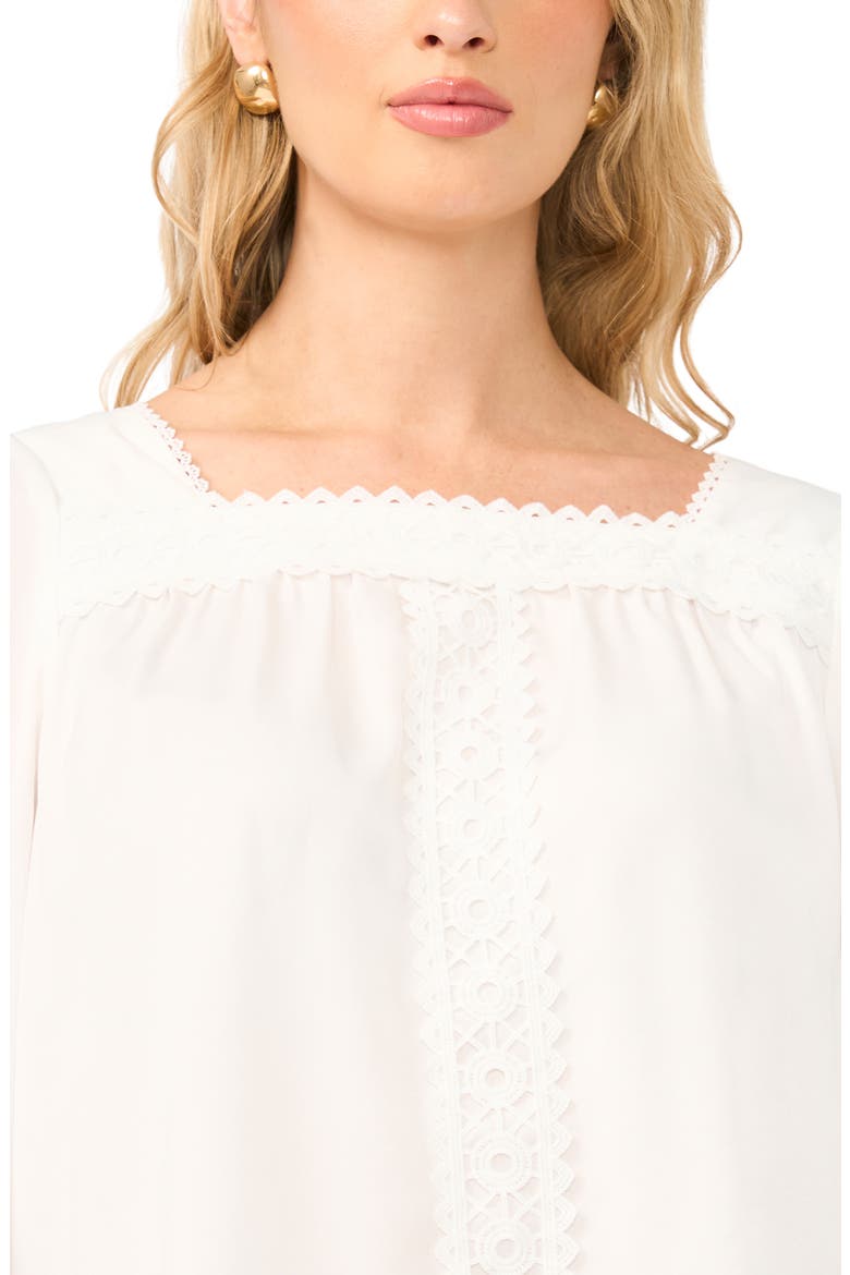Lace Trim Square Neck Top, Alternate, color, NEW IVORY