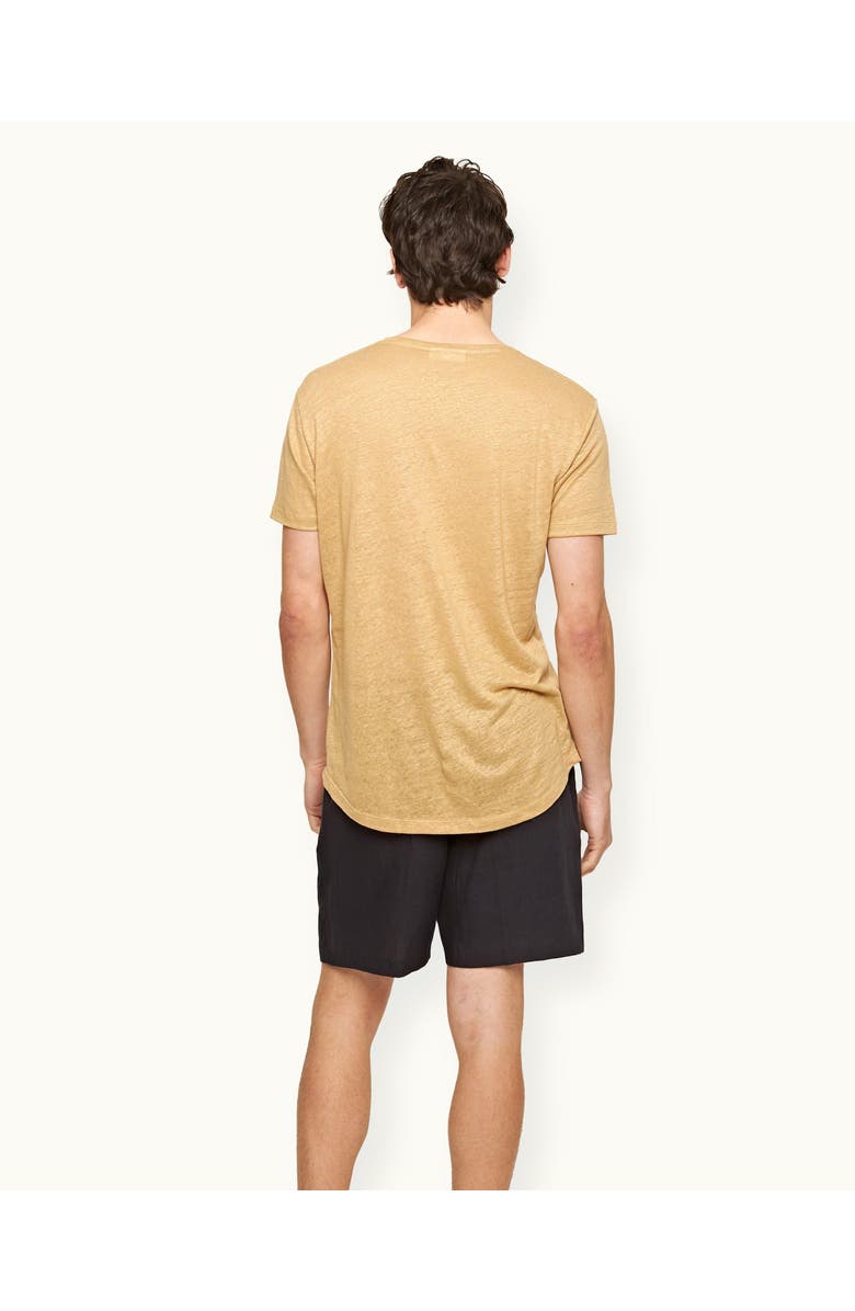 Orlebar Brown Alex Lino Relaxed Fit Italian Linen Drawcord Shorts, Alternate, color, Night Iris