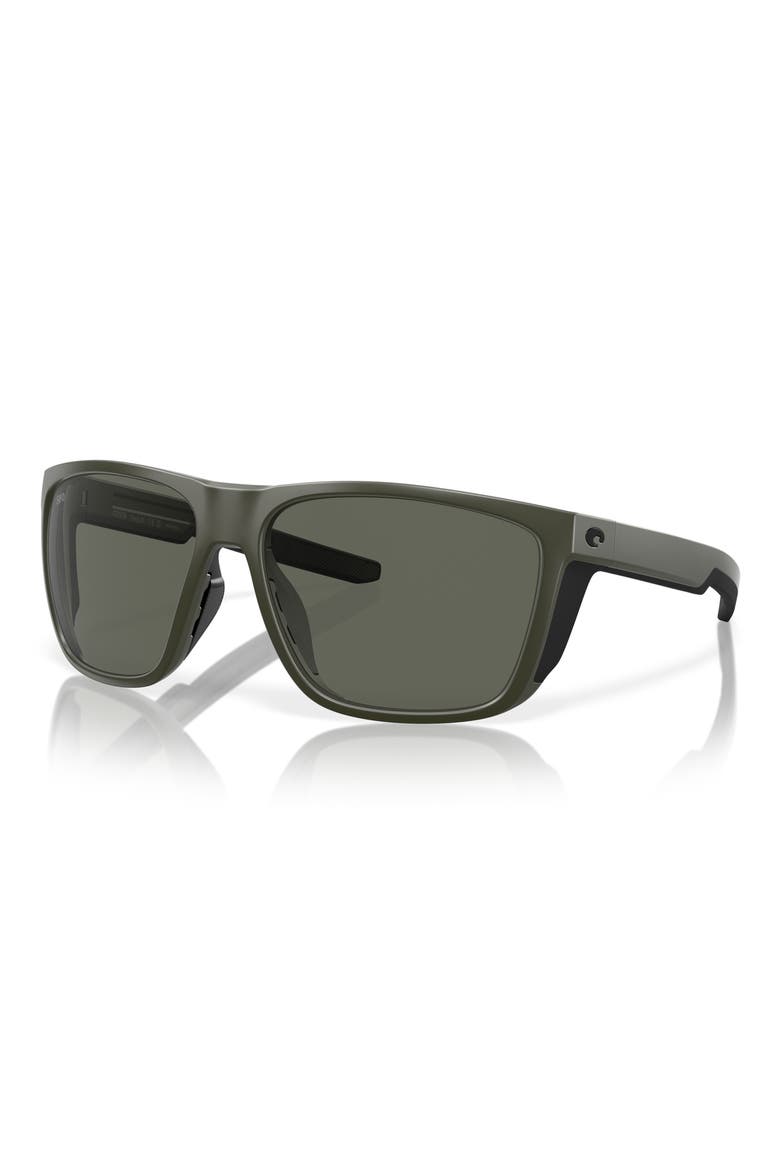 62mm Polarized Square Sunglasses, Alternate, color, MATTE OLIVE/ GRAY 580G