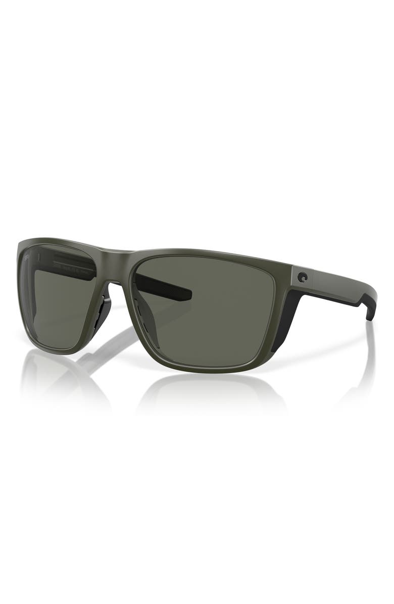 Costa Del Mar 62mm Polarized Square Sunglasses, Alternate, color, Matte Olive/ Gray 580G
