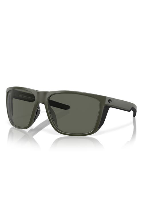 Costa Del Mar 62mm Polarized Square Sunglasses In Matte Olive/gray 580g