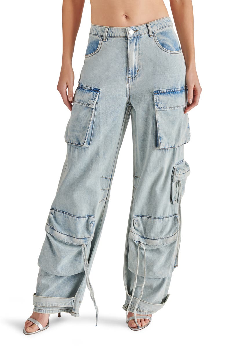 Steve Madden Duo Cargo Jeans, Main, color, Light Blue