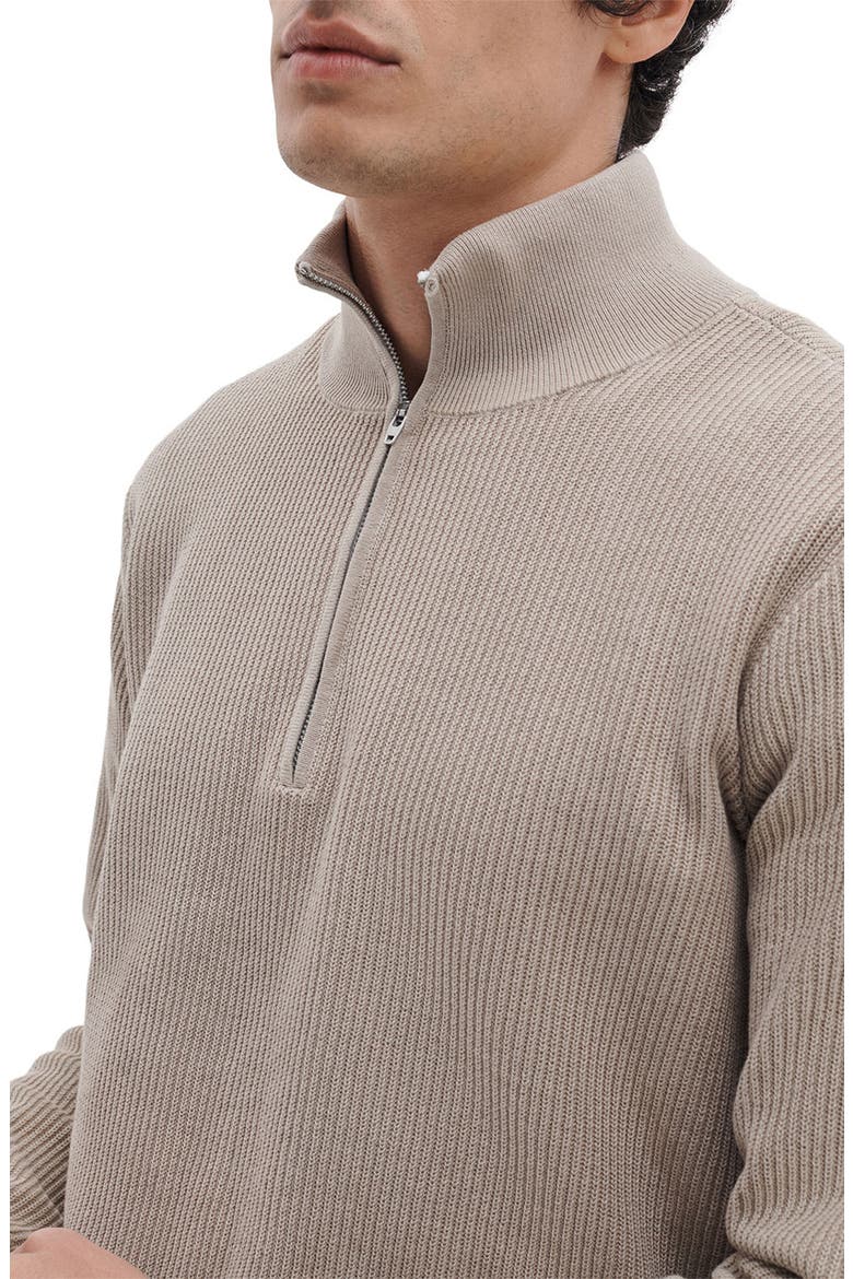 Caden Washed Cotton Blend Quarter Zip Sweater, Alternate, color, TAUPE