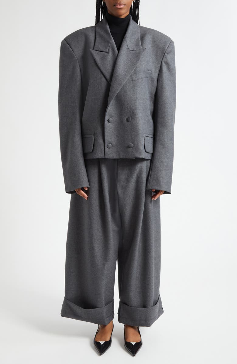 Vaquera Slouchy Crop Double Breasted Blazer, Alternate, color, Dark Grey 1