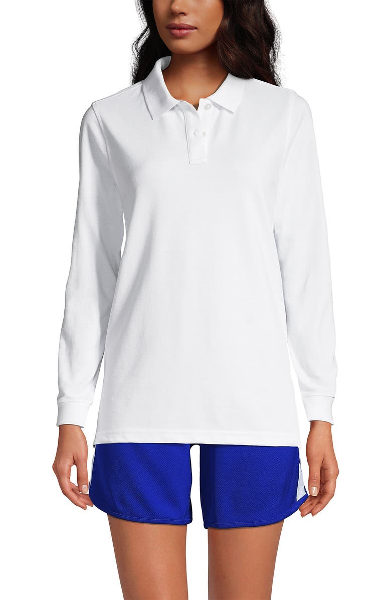 Lands' End School Uniform Young  Long Sleeve Mesh Polo Shirt, Main, color, 