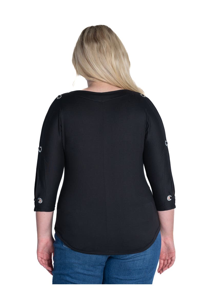Grommet Cold Shoulder Jersey Top, Alternate, color, BLACK