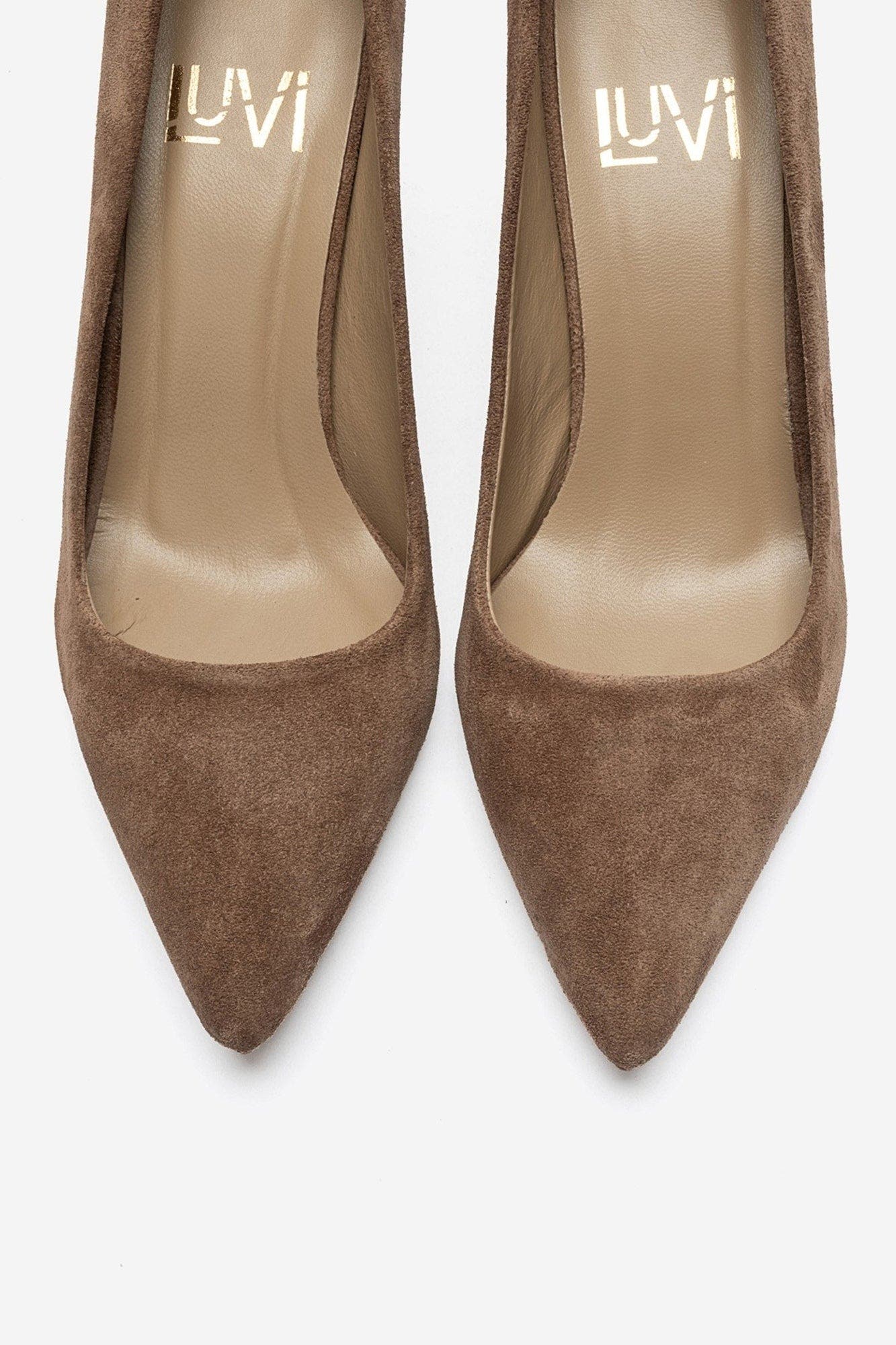 Clyde Leather Stiletto Pointed Toe Pump, Alternate, color, Cognac Suede