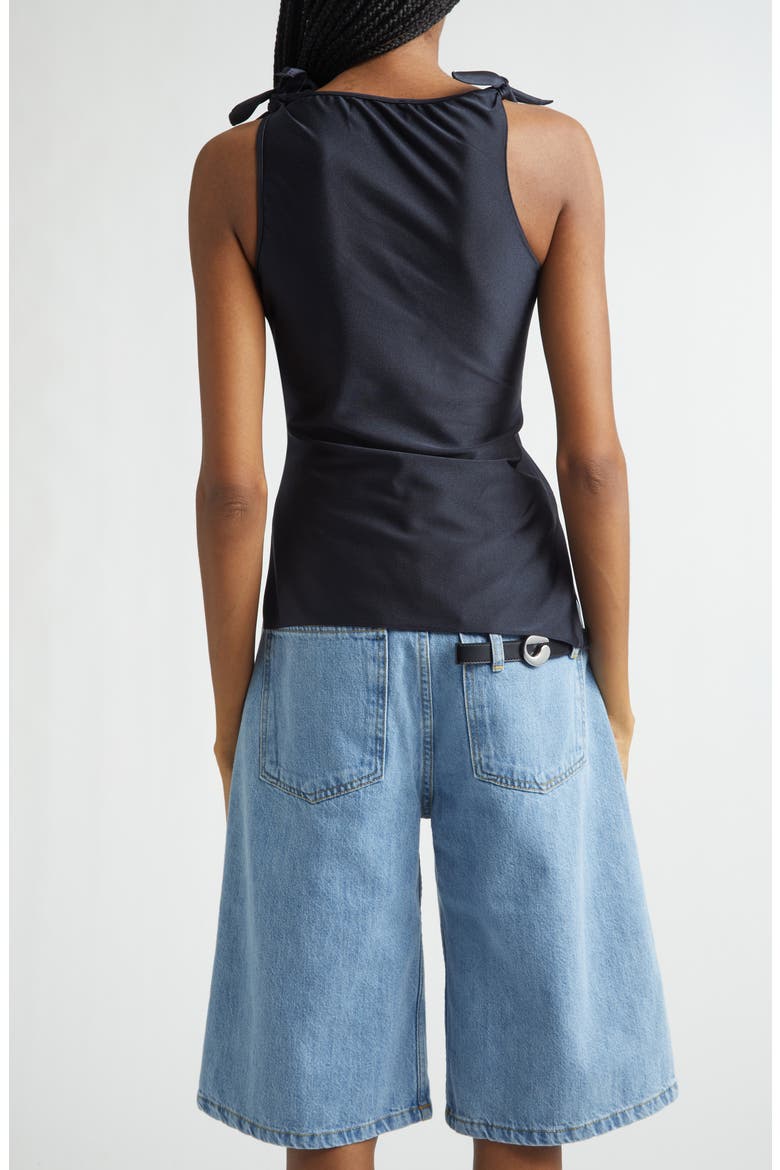 Rosette Cutout Asymmetric Jersey Top, Alternate, color, BLACK BLK