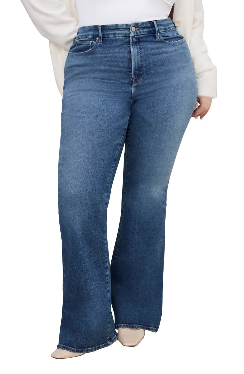 Good American Good Legs High Waist Ripped Flare Leg Jeans, Alternate, color, 