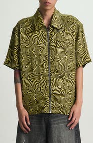 RtA Zeno Topography Short Sleeve Zip-Up Shirt