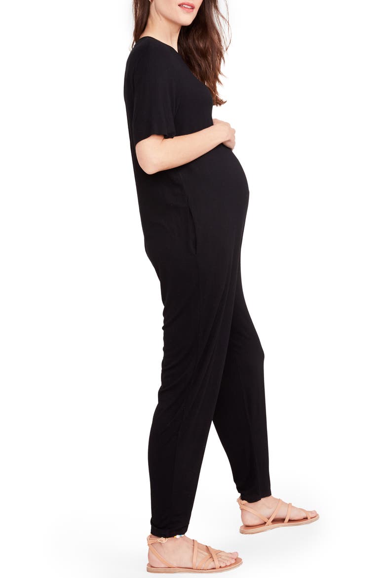 The Walkabout Maternity Jumpsuit, Alternate, color, BLACK