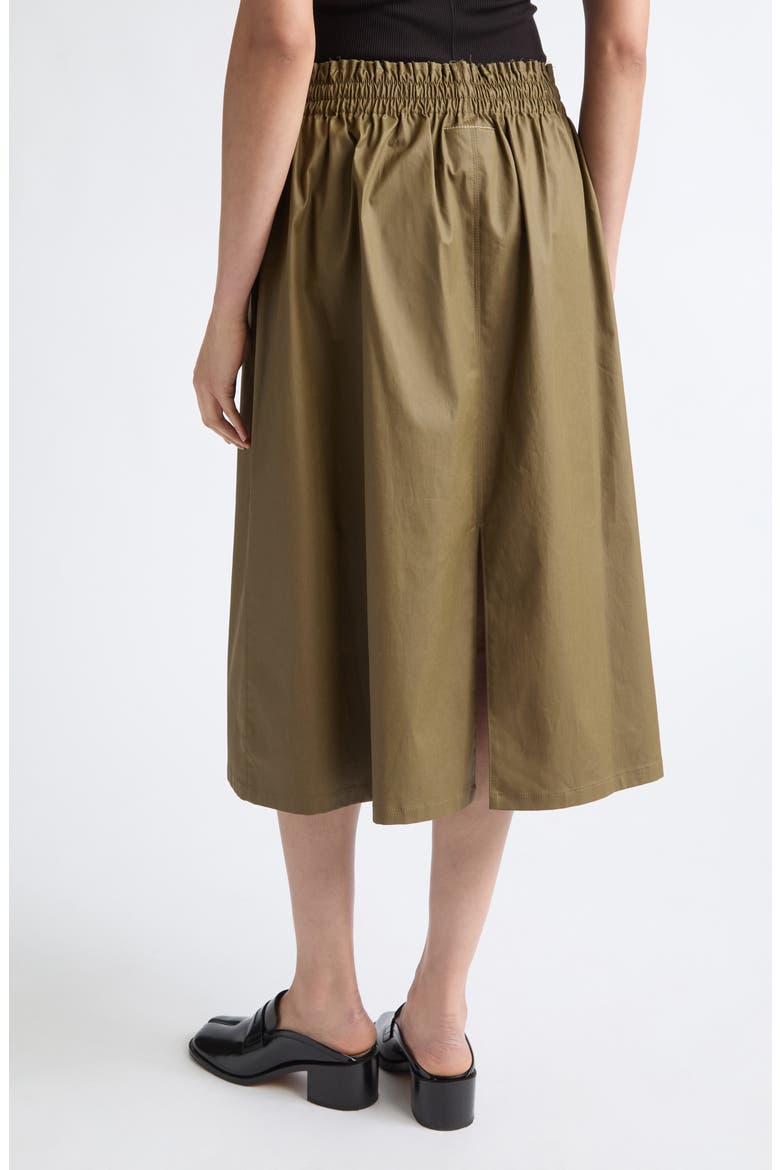 Stretch Cotton Midi Skirt, Alternate, color, KHAKI