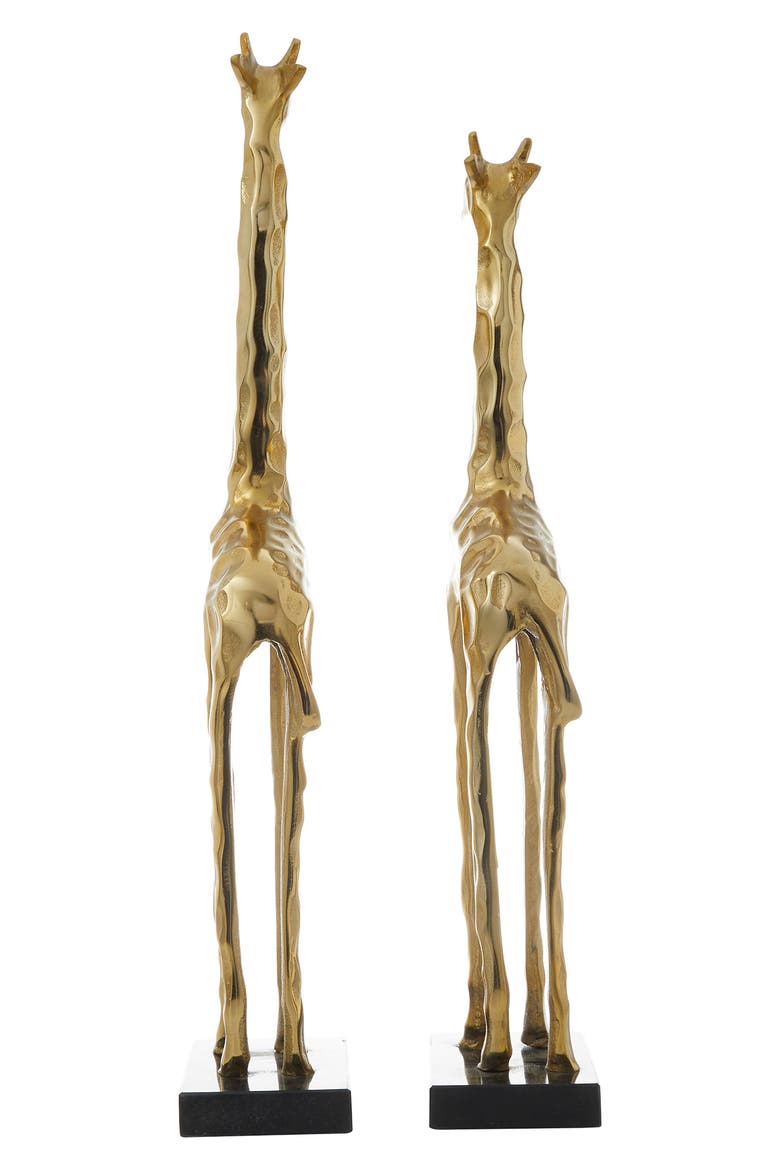 Goldtone Aluminum Contemporary Giraffe Sculpture - Set of 2, Alternate, color, GOLD