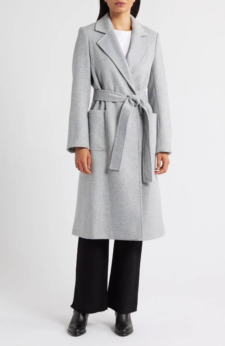 Sam Edelman Longline Wrap Coat, Main, color, Pale Grey