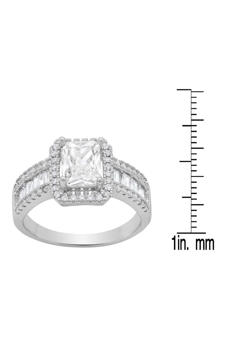 18K Gold Plated Simulated Diamond Halo Ring, Alternate, color, SILVER