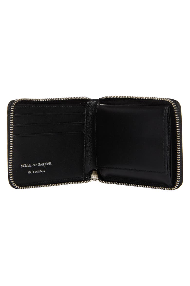 Small Eyelet Leather Half Zip Wallet, Alternate, color, BLACK