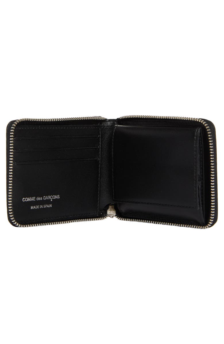Comme des Garçons Wallets Small Eyelet Leather Half Zip Wallet, Alternate, color, Black