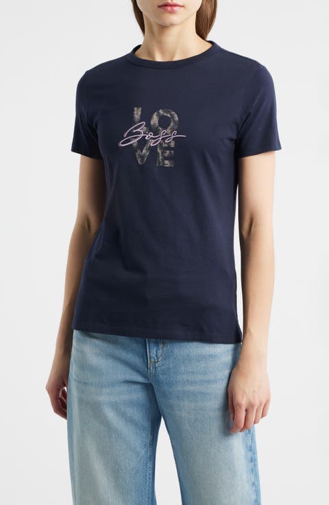 Logo Embroidered Cotton Graphic T-Shirt