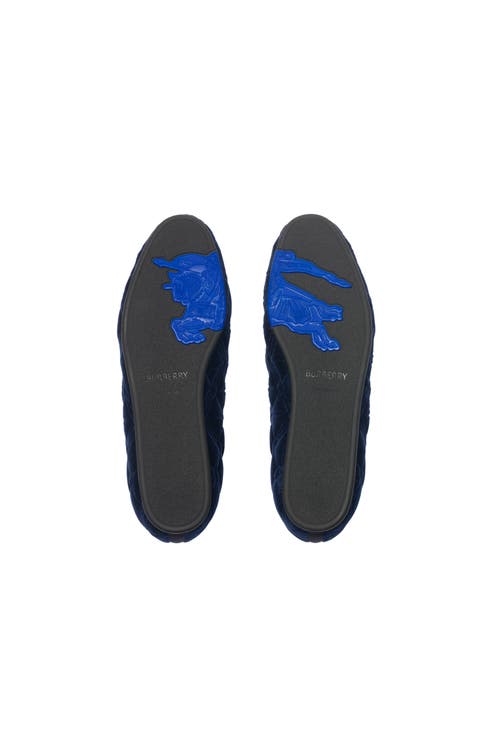 Burberry Velvet Quilted Estate Slippers In Blue