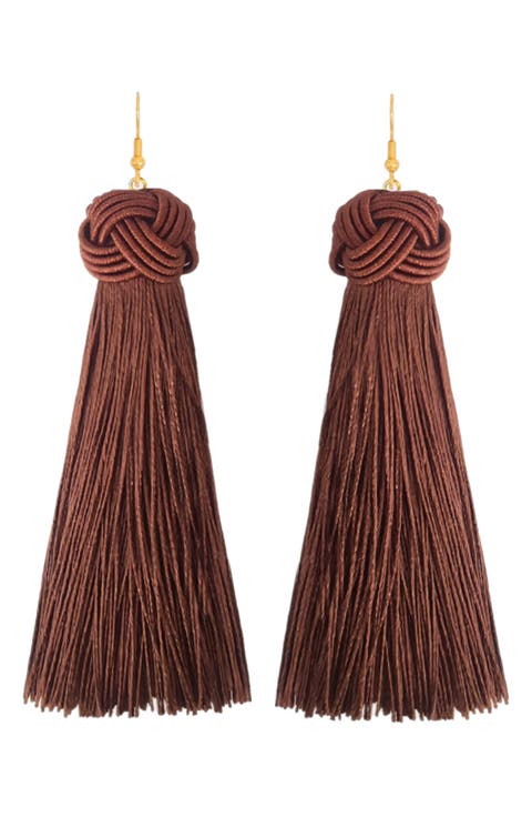 Knotted Fringe Drop Earrings