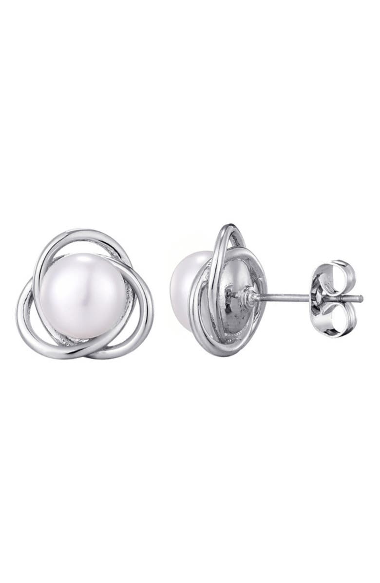 Adornia Knotted Freshwater Pearl Stud Earrings, Main, color, Silver