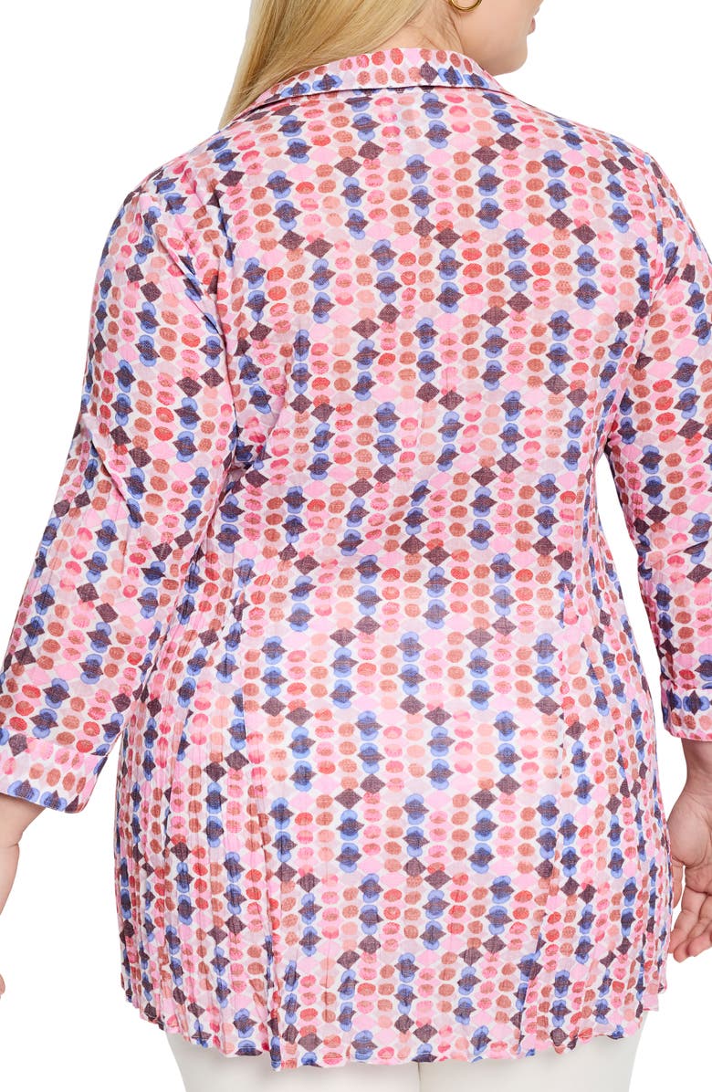 NIC+ZOE Geo Dot Crinkle Cotton Button-Up Shirt, Alternate, color, Pink Multi
