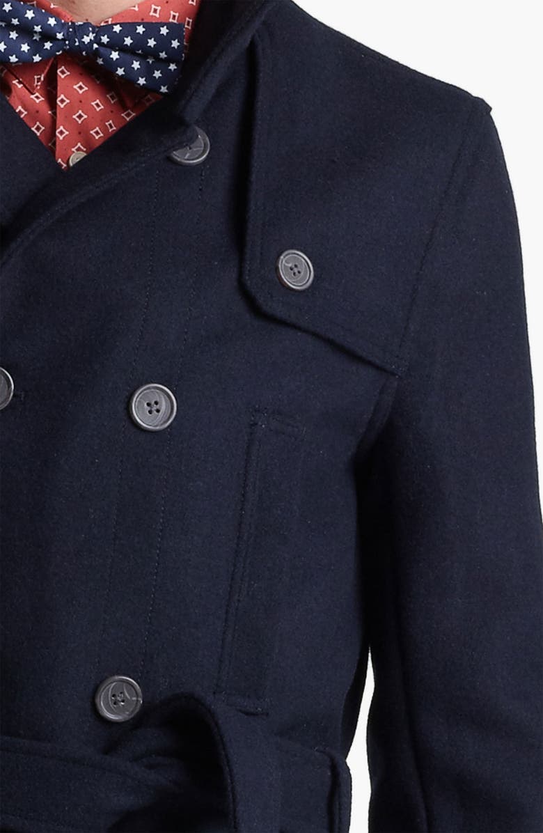 Topman Funnel Neck Trench Coat, Alternate, color,