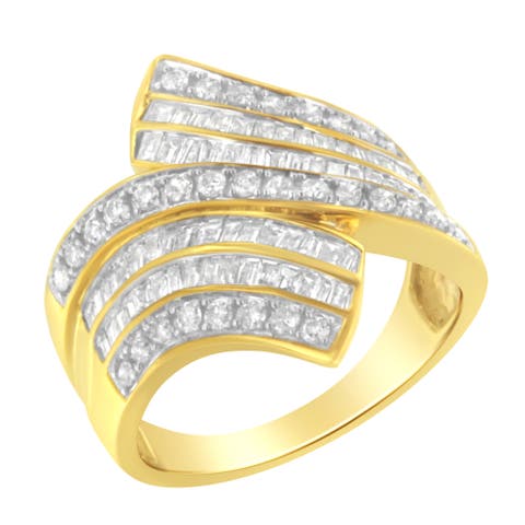 10K Yellow Gold 1 1/7 Cttw Diamond Bypass Ring