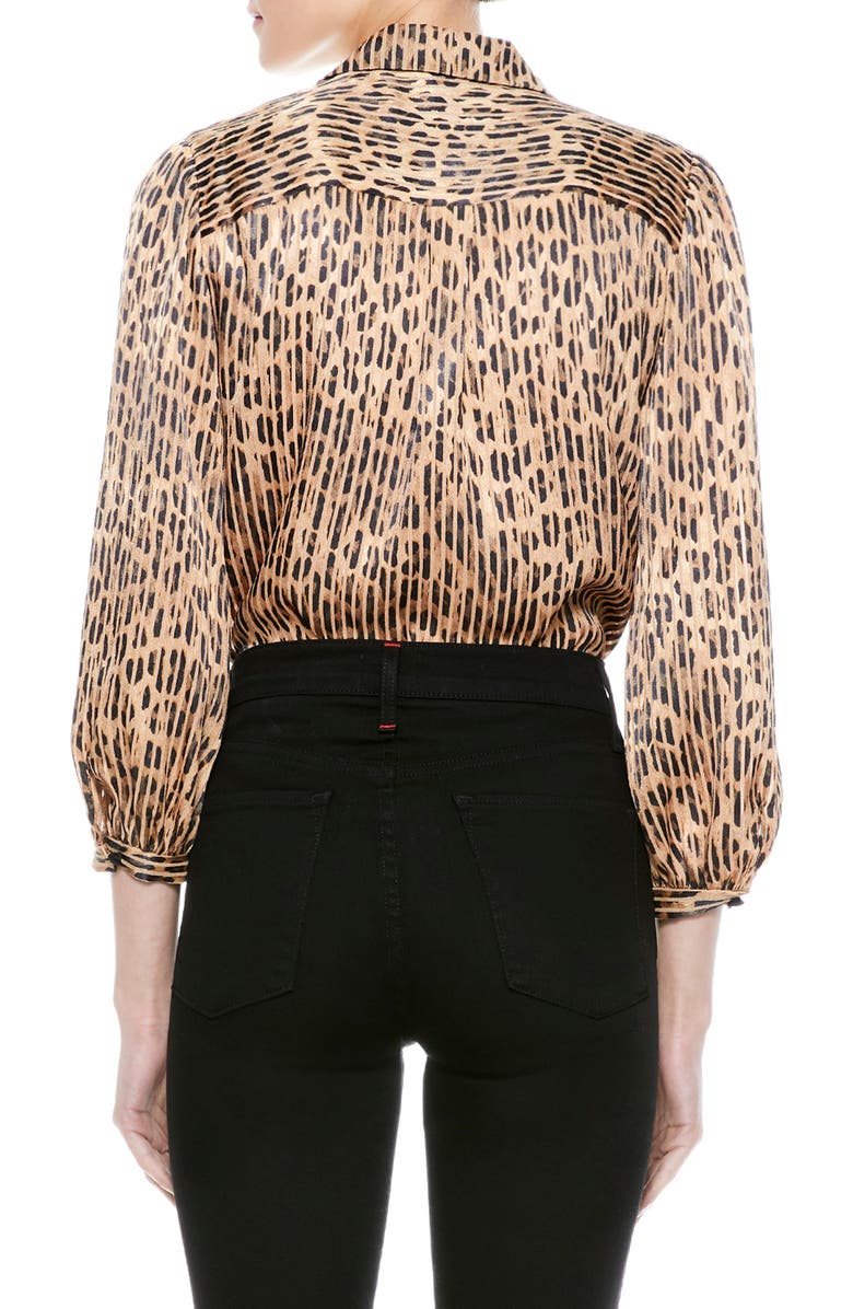 Alice + Olivia Sheila Stripe Leopard Blouse, Alternate, color, 