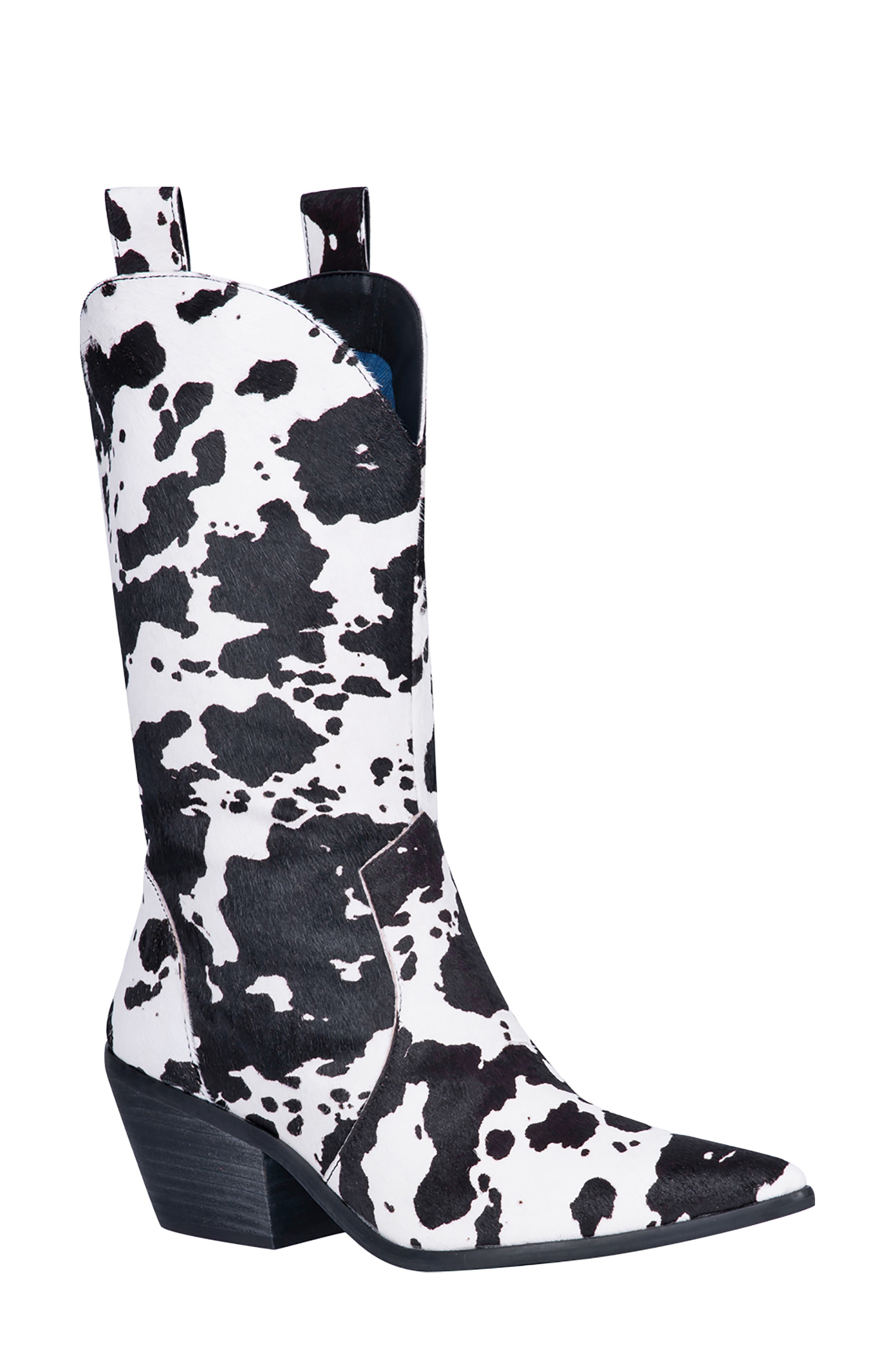 Dingo Live a Little Cow Print Genuine Calf Hair Western Boot, Main, color, 