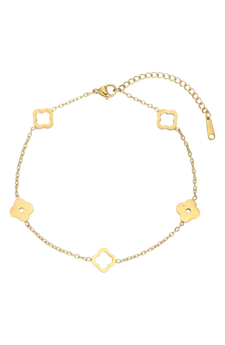 Adornia Clover Station Anklet, Main, color, Gold