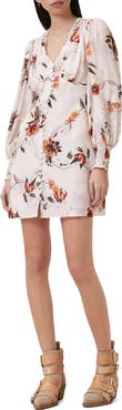 AllSaints Auden Sanibel Floral & Floral Jacquard Long Sleeve Dress