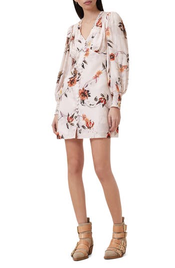 Allsaints Auden Sanibel Floral & Floral Jacquard Long Sleeve Dress