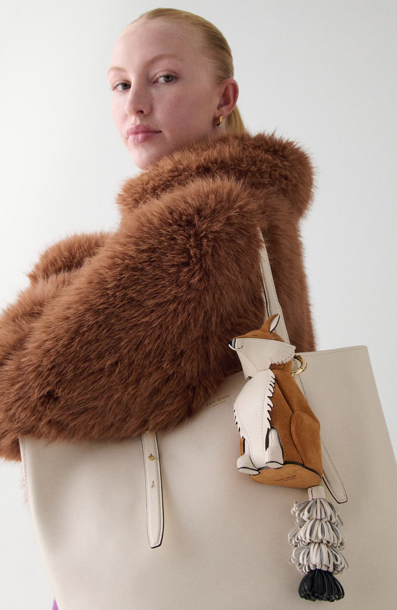 Kate Spade New York critters suede ginger fox coin purse, Alternate, color, 